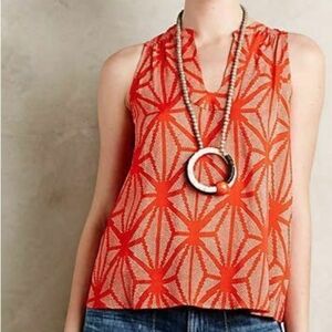 Anthropologie Red Geometric Print "Enna Tank" by Maeve